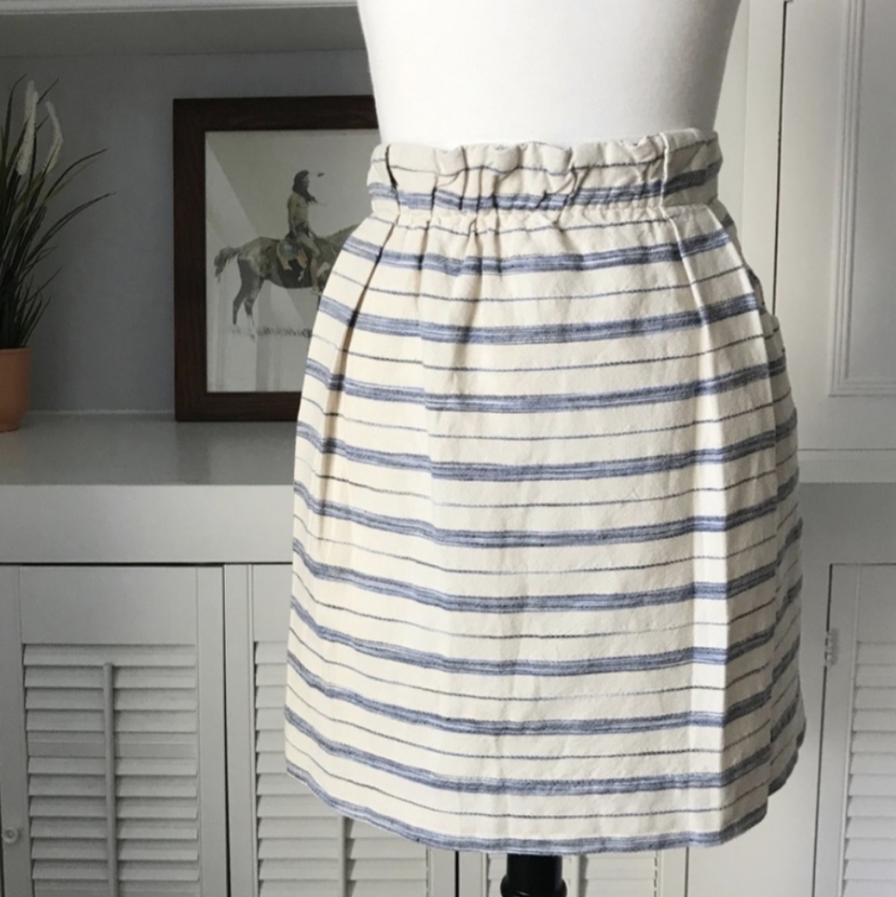 J. Crew Chambray Linen Stripe Paperbag Mini Skirt
